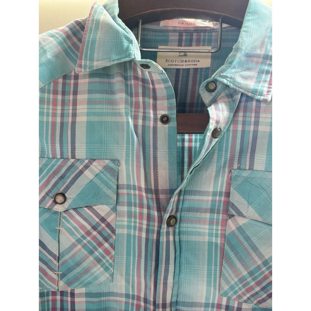 Scotch & Soda XXL Pearl Snap Western Long‎ Sleeve Plaid Sun Faded Amsterdam - Picture 8 of 9